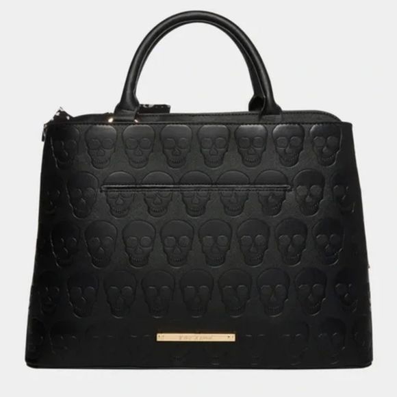 Betsey Johnson Black Skull Embossed Satchel - Picture 1 of 14